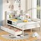 Costway Twin/Full Size Bed Frame with 2 Drawers Bookcase & Blackboard Full-length Guardrails